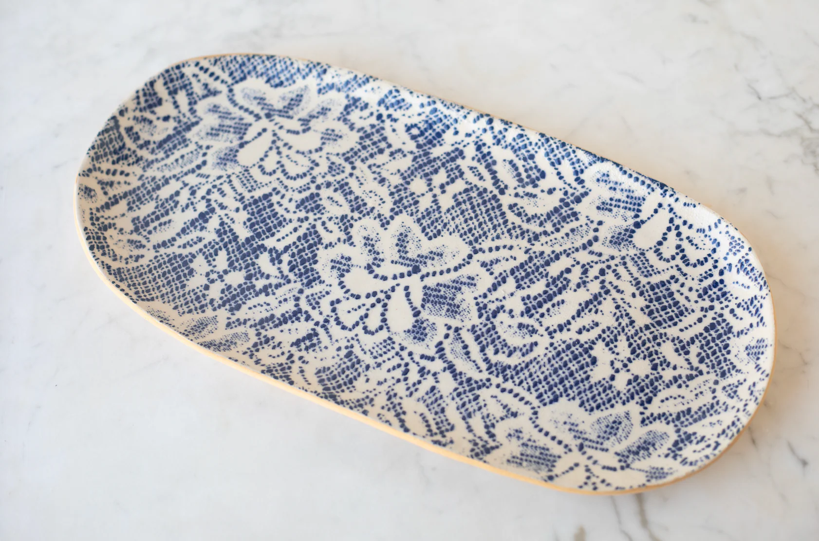 cobalt tapestry stoneware tray - Image 3